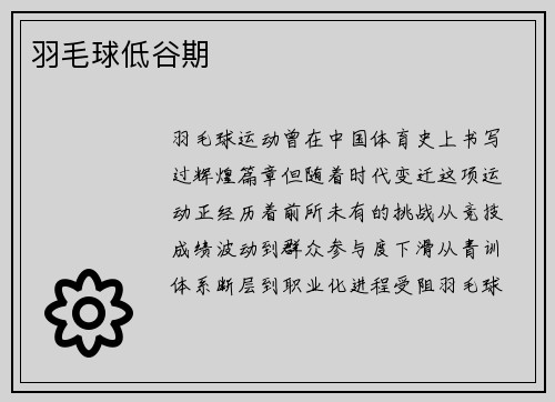 羽毛球低谷期